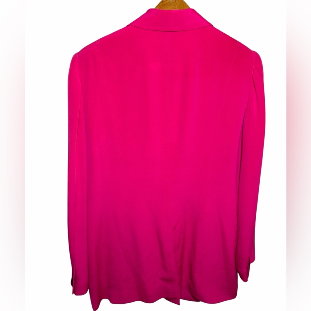 Dana Buchman Fuchsia Blazer Buttoned 100% Silk 14 - Picture 2 of 7